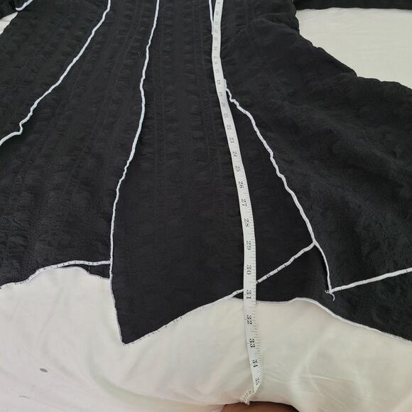 IC by Connie K Top Black Medium Textured Tunic Asymmetrical Boho Lagenlook - Picture 9 of 11